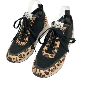Anthropologie Loeffler Randall Remi Sneakers Cheetah Calf Hair Low Top Size 10
